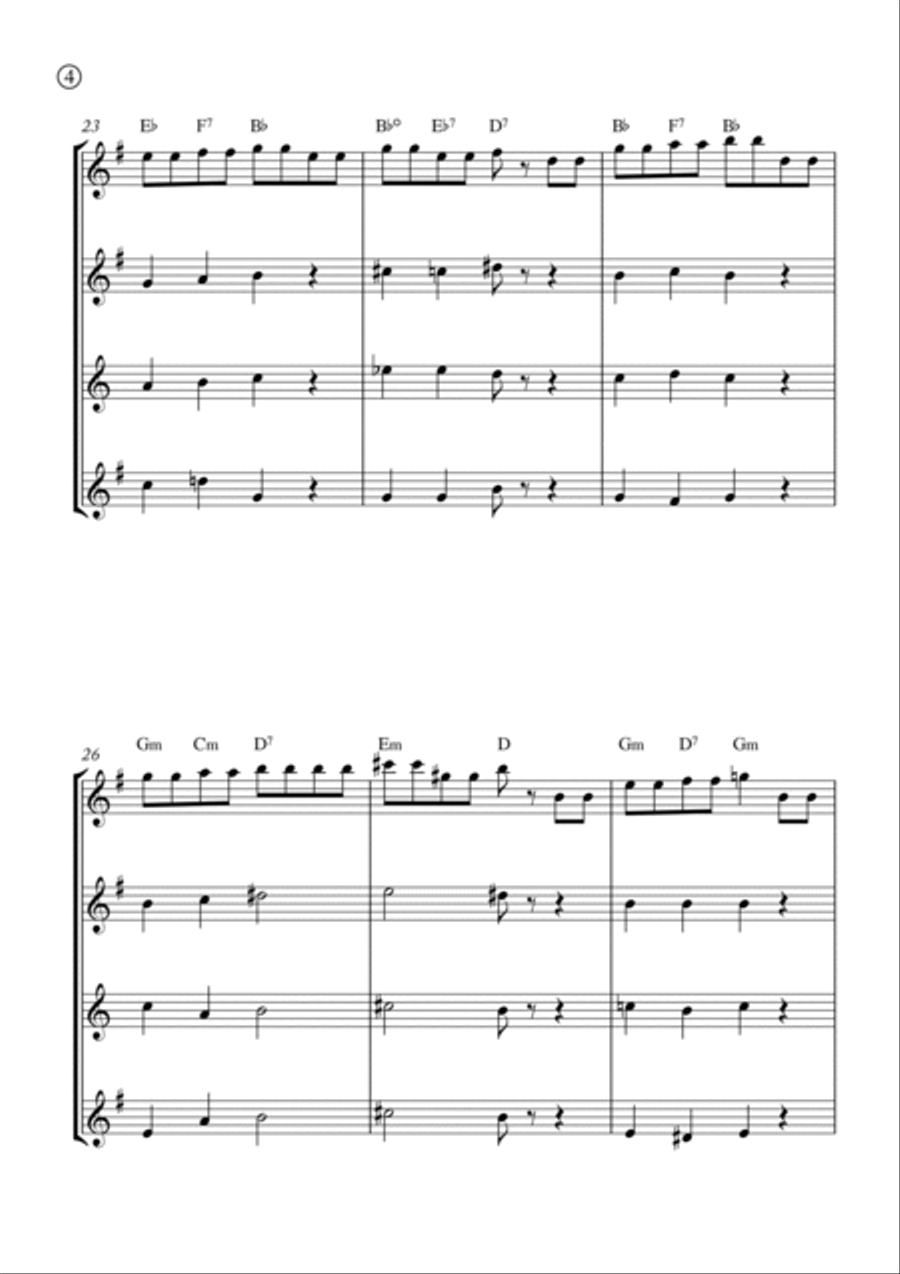 Hymne A L'amour Saxophone Quartet scores gallery preview page 4