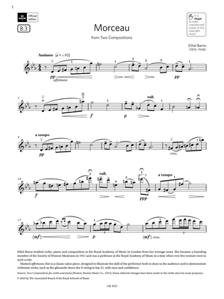 Book cover for Morceau (Grade 7, B3, from the ABRSM Violin Syllabus from 2024)