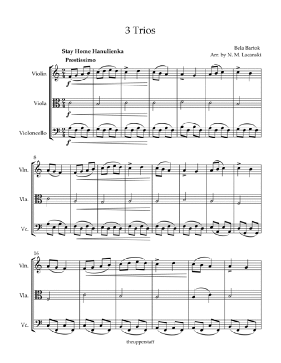 3 Trios Stay Home Hanulienka A Funny Story The Pine Forest String Trio scores gallery preview page 2
