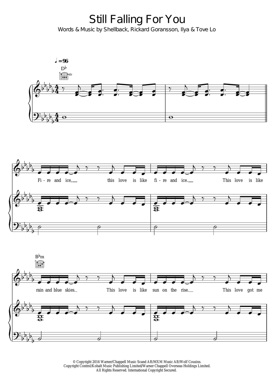 Still Falling For You Piano, Vocal scores gallery preview page 1