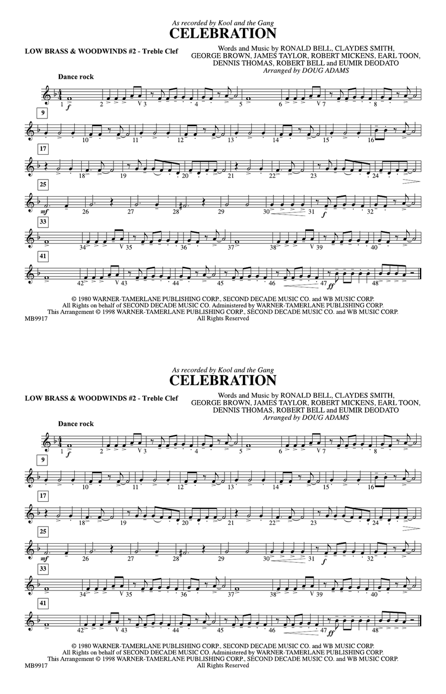 Celebration: Low Brass & Woodwinds #2 - Treble Clef