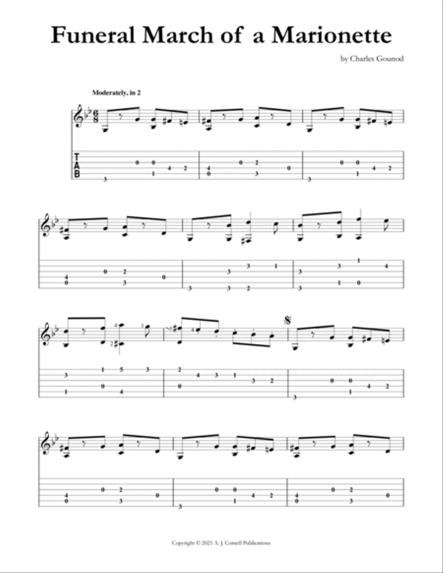 Funeral March of a Marionette Classical Guitar scores gallery preview page 1