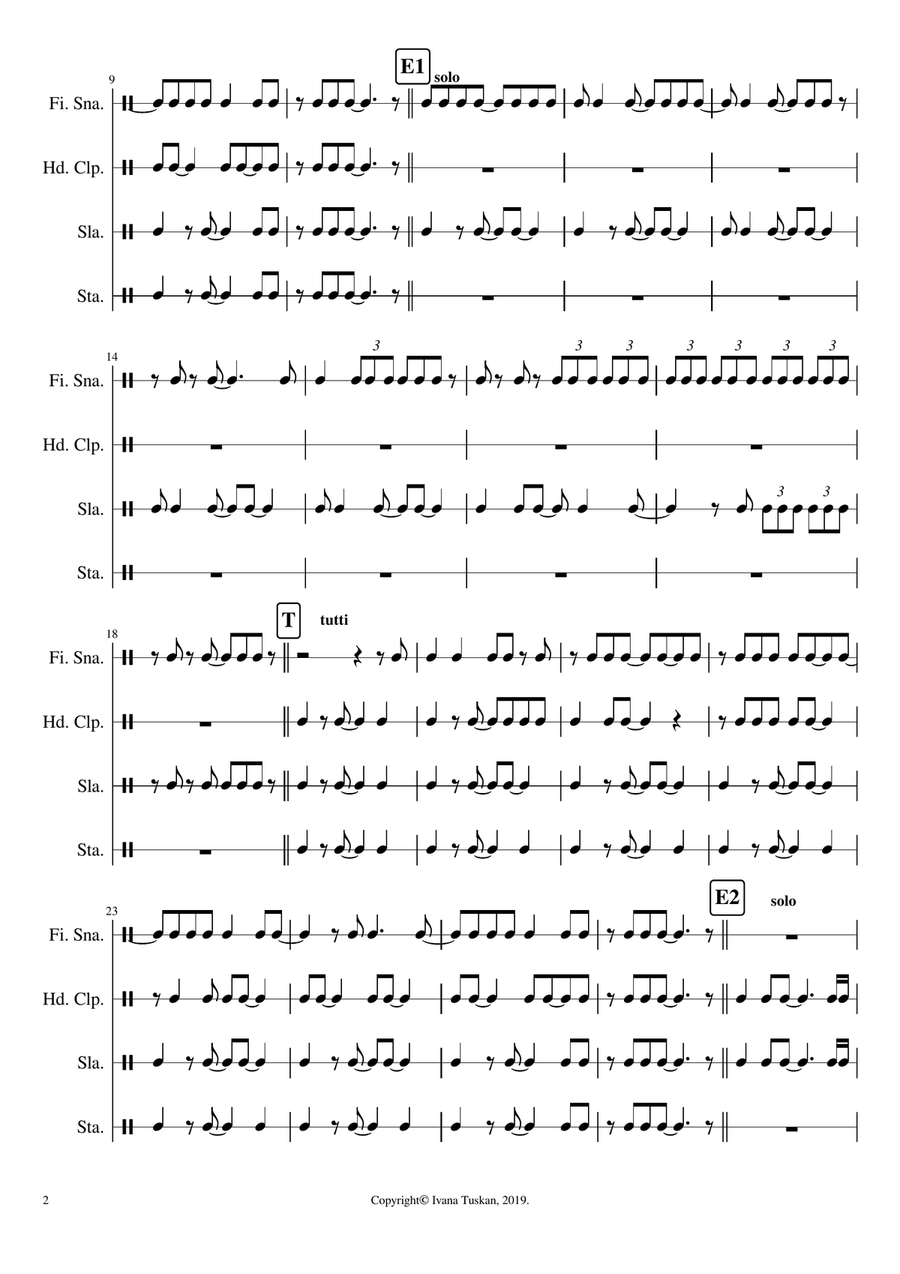 Dance Rhythm Is In You, rhythmic rondo: swing, bossa nova, tango Percussion Ensemble scores gallery preview page 6