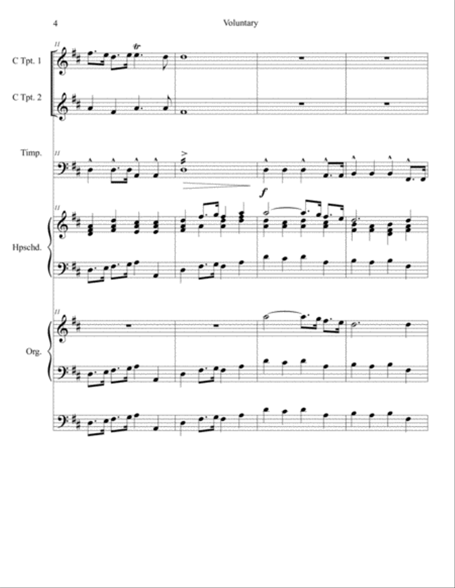 Voluntary in D Major for 2 Trumpets, Organ, Continuo and Timpani Small Ensemble scores gallery preview page 5