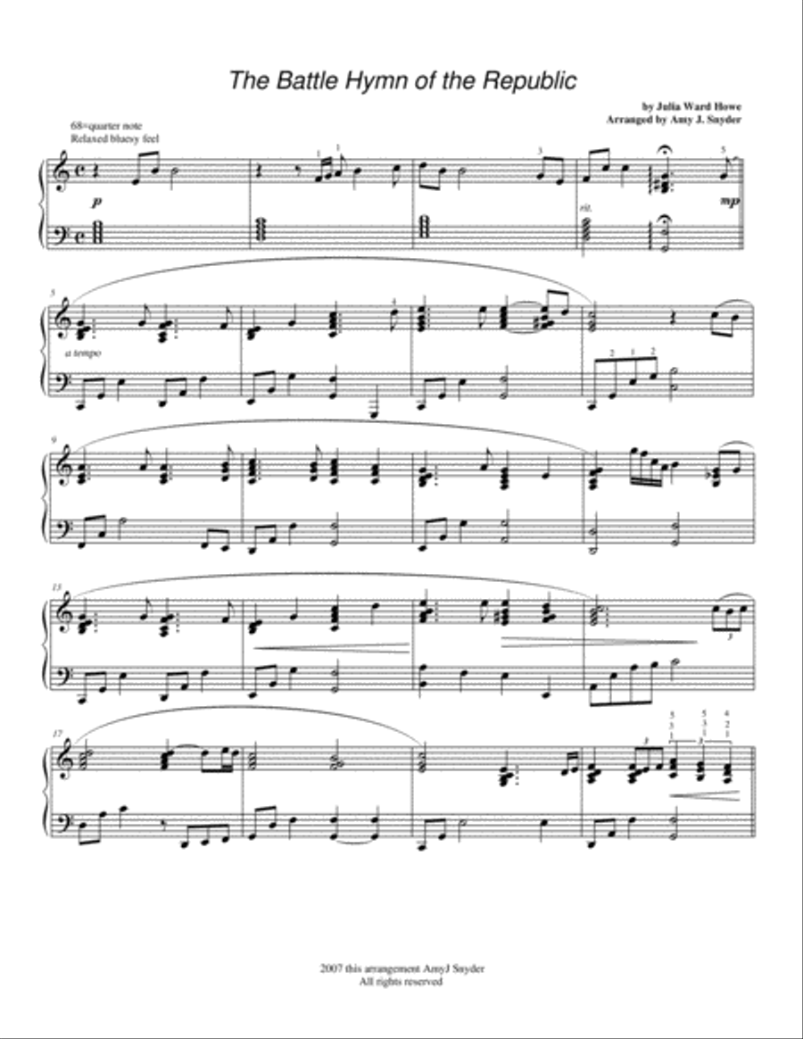 The Battle Hymn of the Republic Piano Solo scores gallery preview page 2