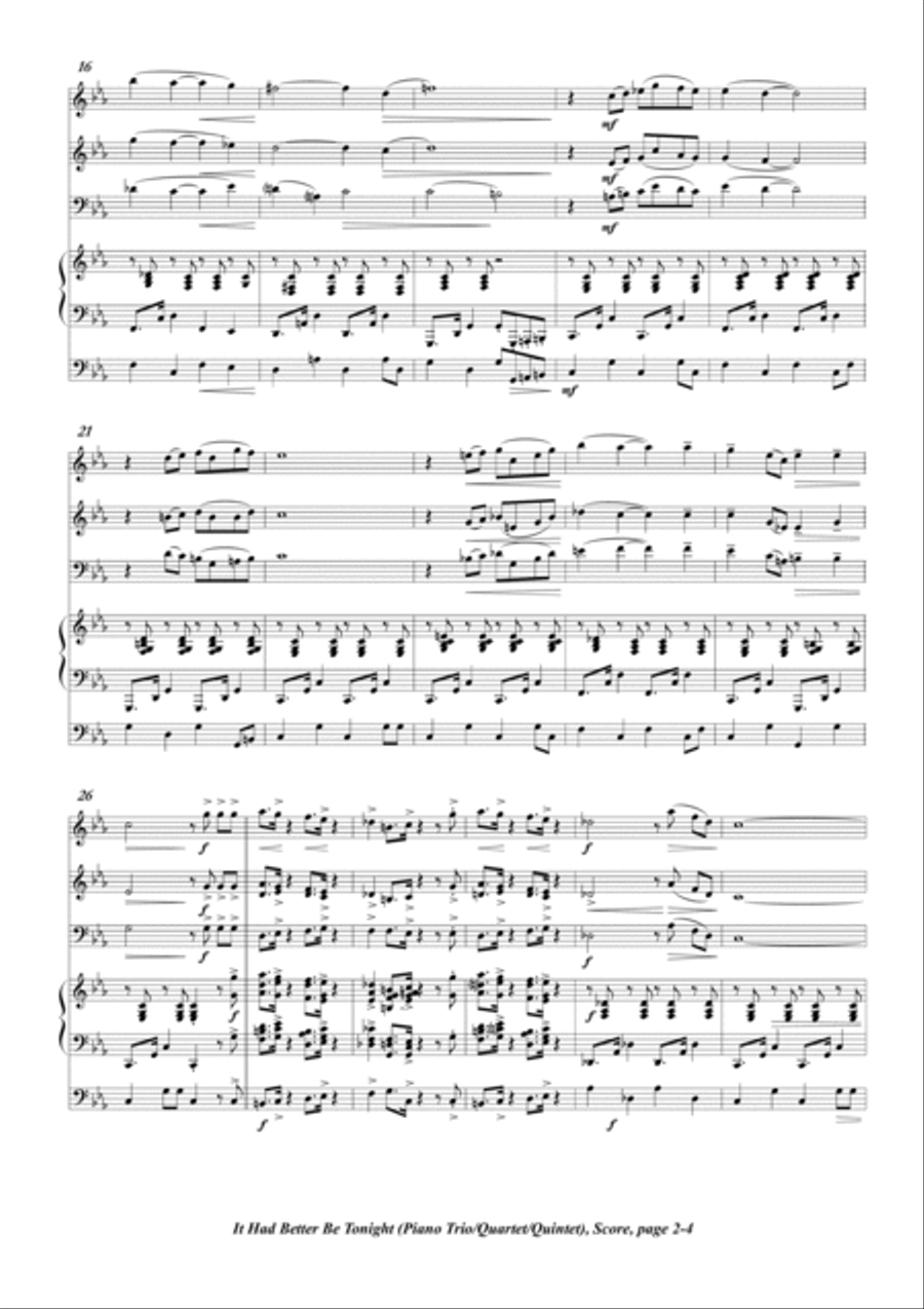 It Had Better Be Tonight (meglio Stasera) Piano Trio scores gallery preview page 2