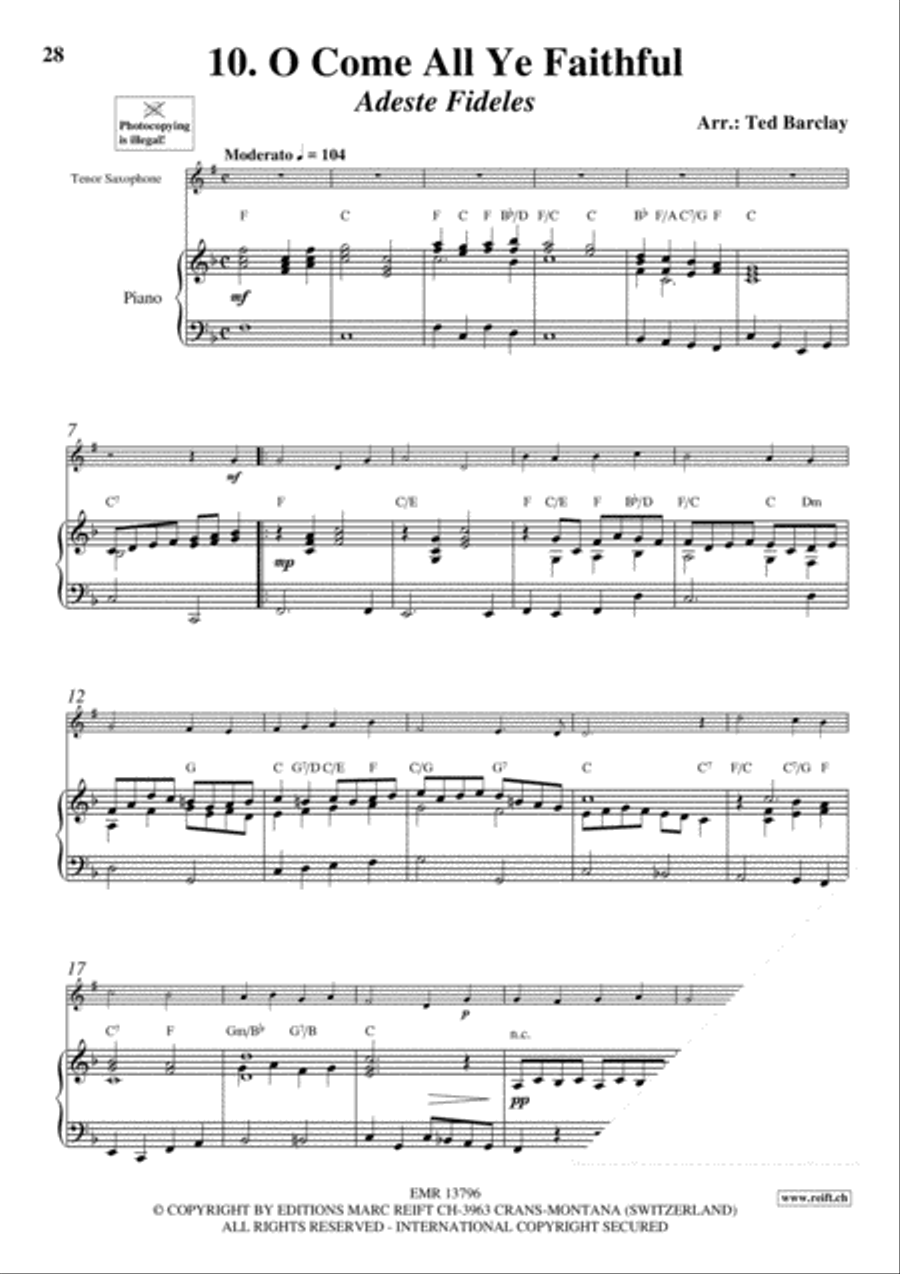 10 Easy Christmas Solos Tenor Saxophone scores gallery preview page 12