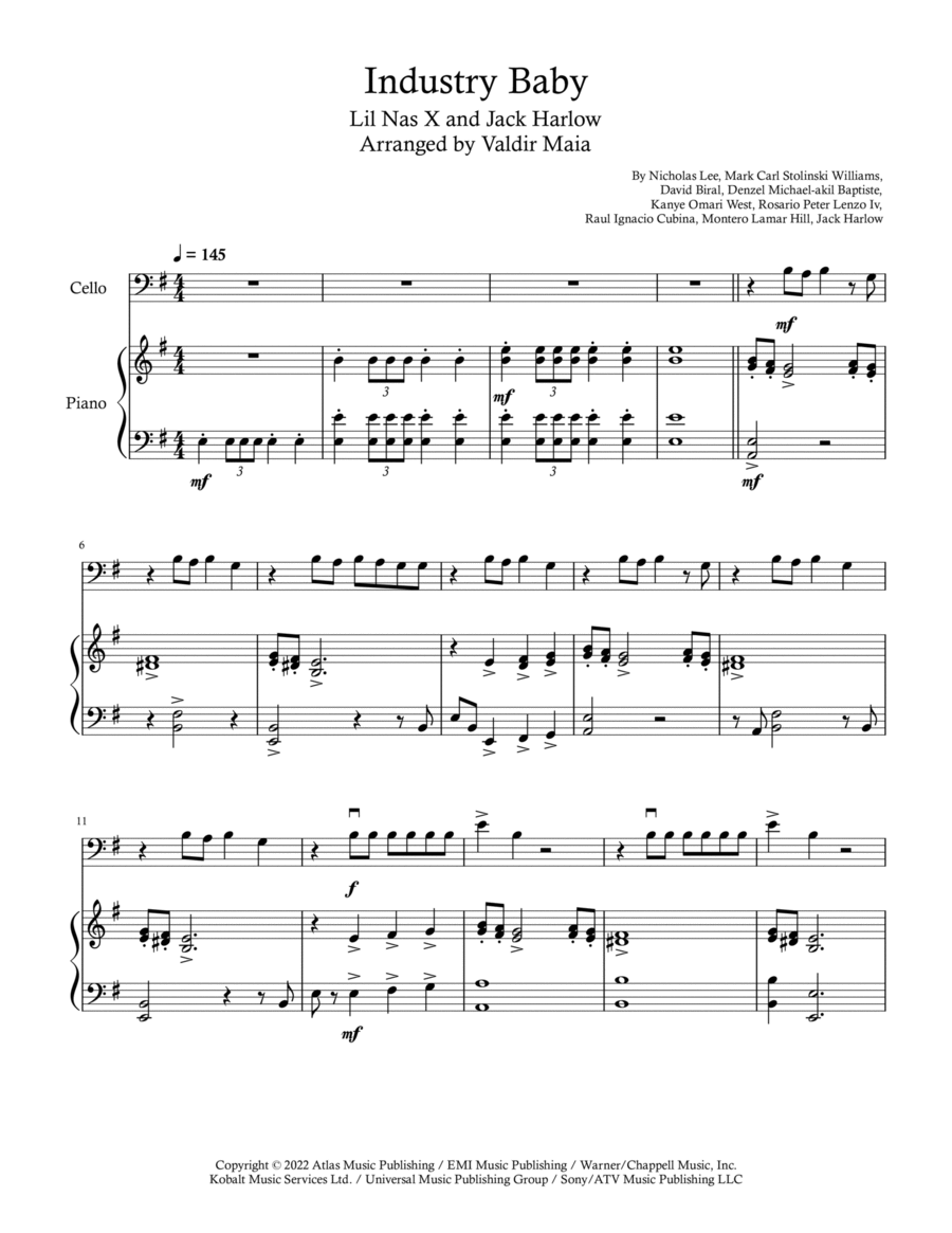 Industry Baby Piano scores gallery preview page 1