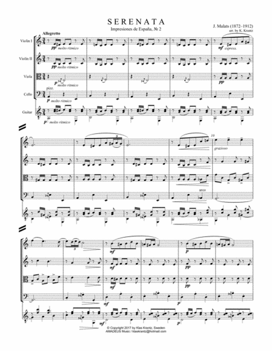 Serenata espanola for string quartet and guitar image number null