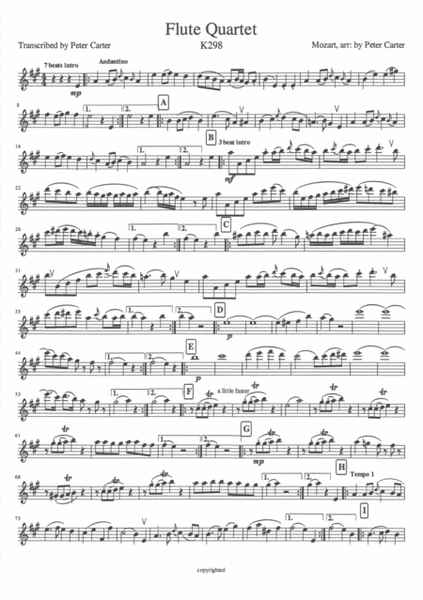 Flute Quartet in Amaj Kv298 image number null