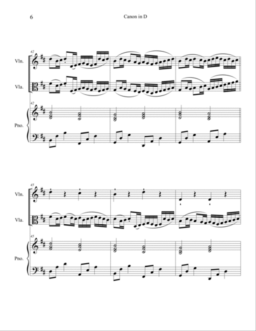 Canon in D (Violin and Viola Duet with Piano Accompaniment) String Duet scores gallery preview page 6