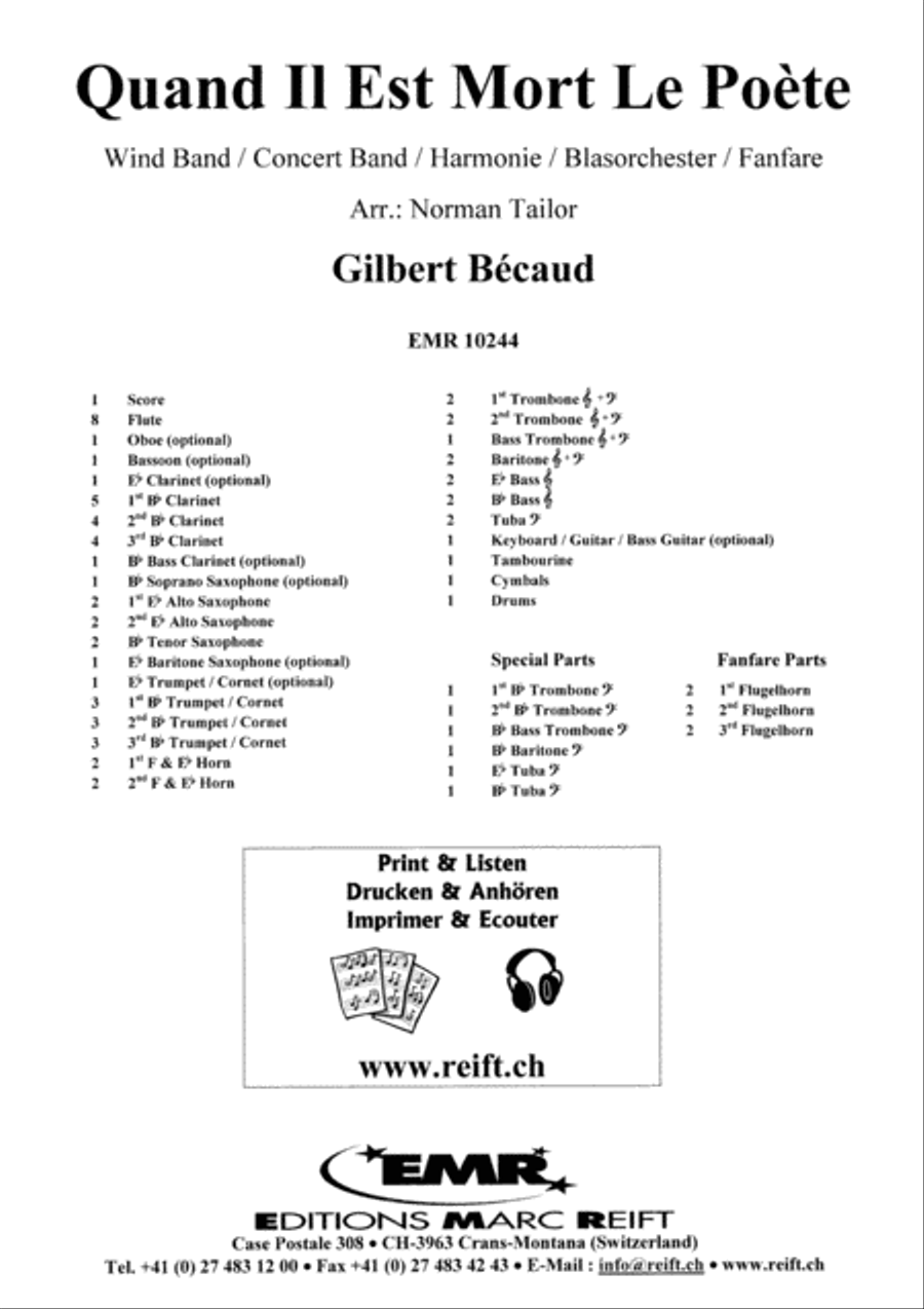 Quand Il Est Mort Le Poete Concert Band scores gallery preview page 2