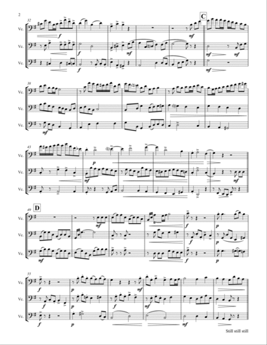 Still Still Still - Christmas song - Cello Trio - G String Trio scores gallery preview page 3