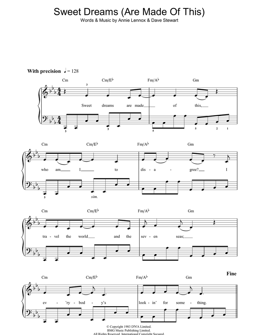 Sweet Dreams (Are Made Of This) Acoustic Guitar scores gallery preview page 1