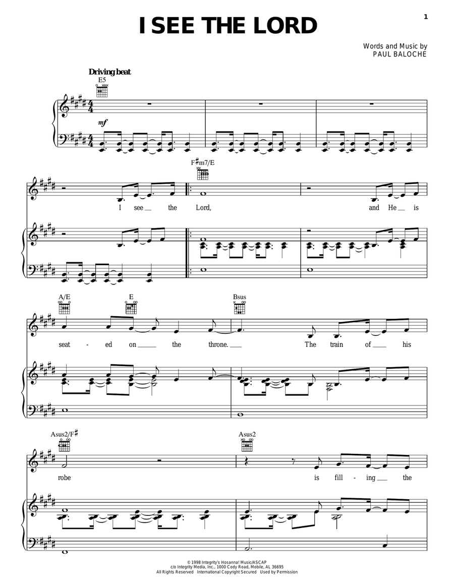 I See The Lord Piano, Vocal, Guitar scores gallery preview page 1