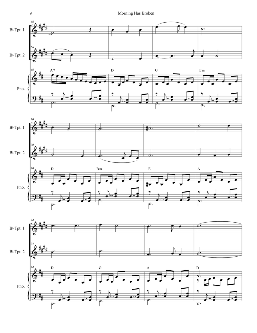 Morning Has Broken Trumpet Duet scores gallery preview page 6