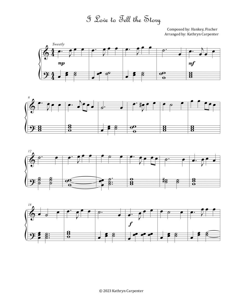 I Love to Tell the Story (Piano Solo) Piano Method scores gallery preview page 1