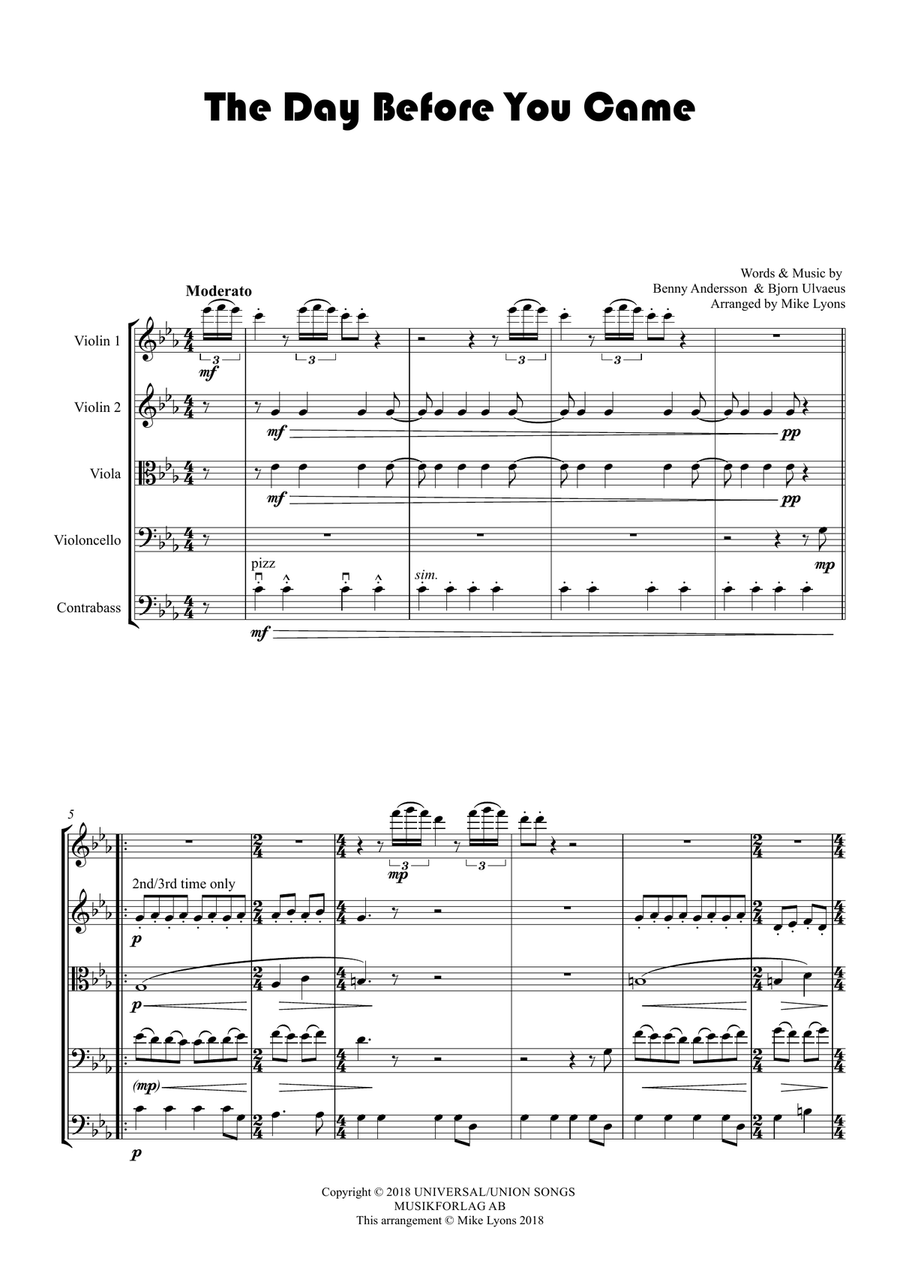 The Day Before You Came String Orchestra scores gallery preview page 3