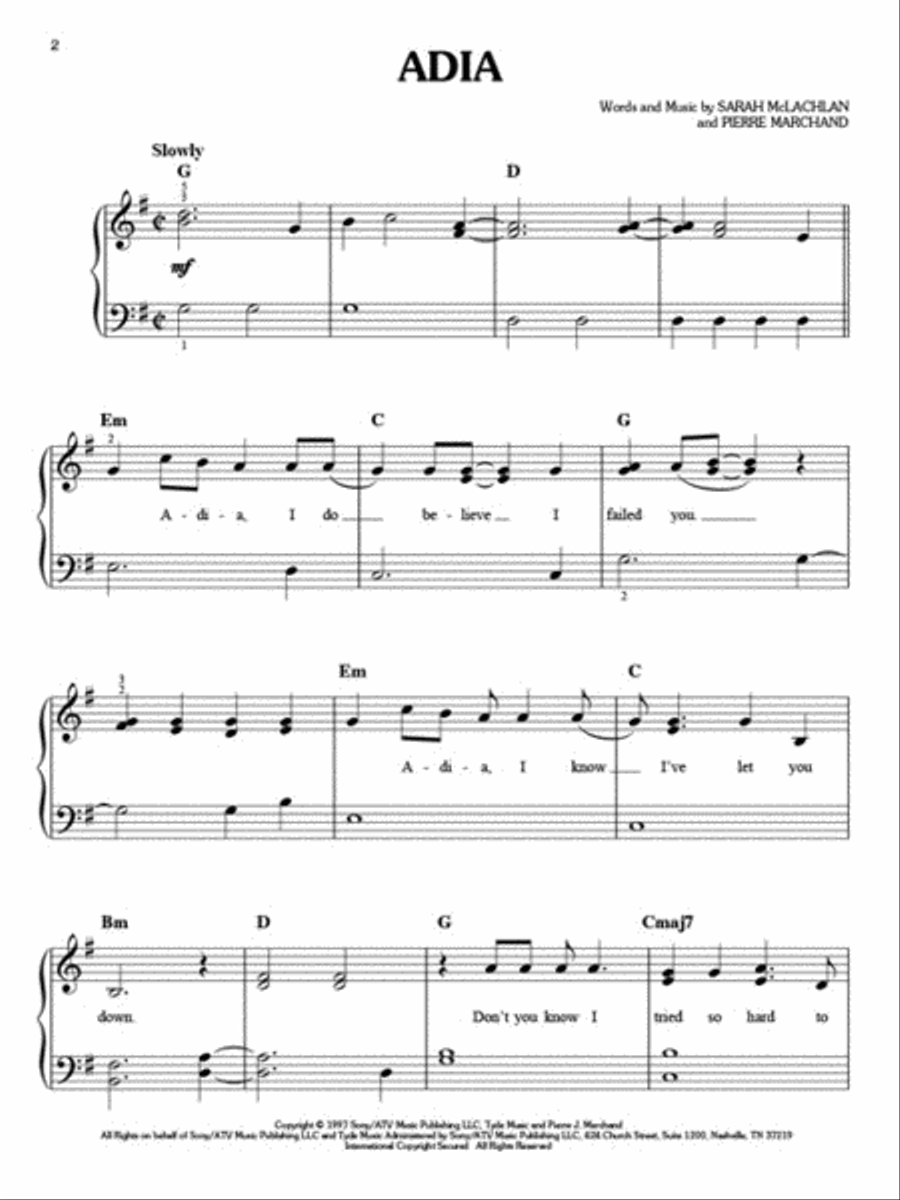 Sarah McLachlan Collection - Easy Piano Easy Piano scores gallery preview page 3