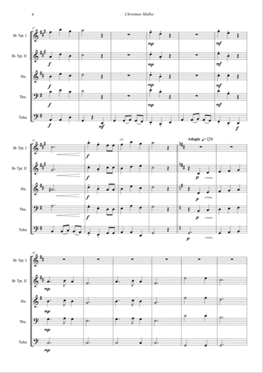 Christmas Medley for Brass quintet Brass Quintet scores gallery preview page 4