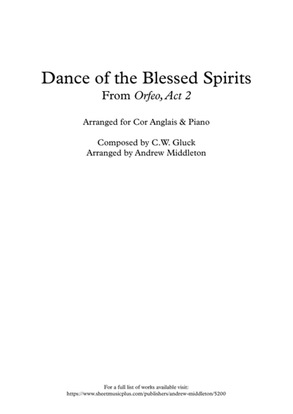 Dance of the Blessed Spirits arranged for Cor Anglais and Piano image number null