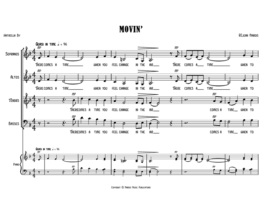 Movin' Movin' 4-Part scores gallery preview page 1
