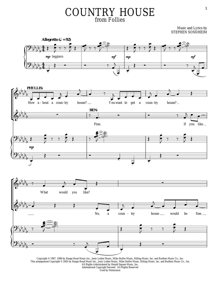 Country House (1987) Piano scores gallery preview page 1