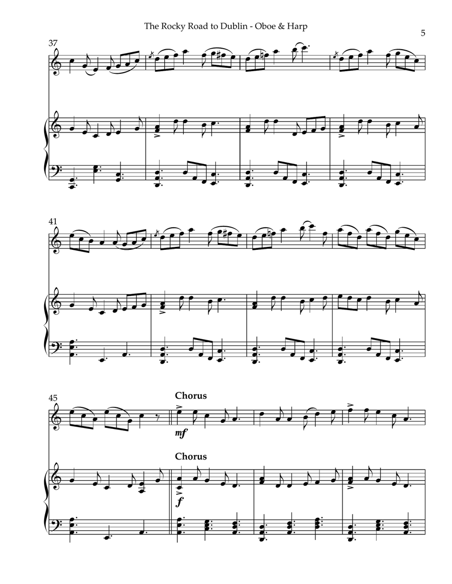 The Rocky Road to Dublin, Duet for Oboe & Harp Oboe scores gallery preview page 5
