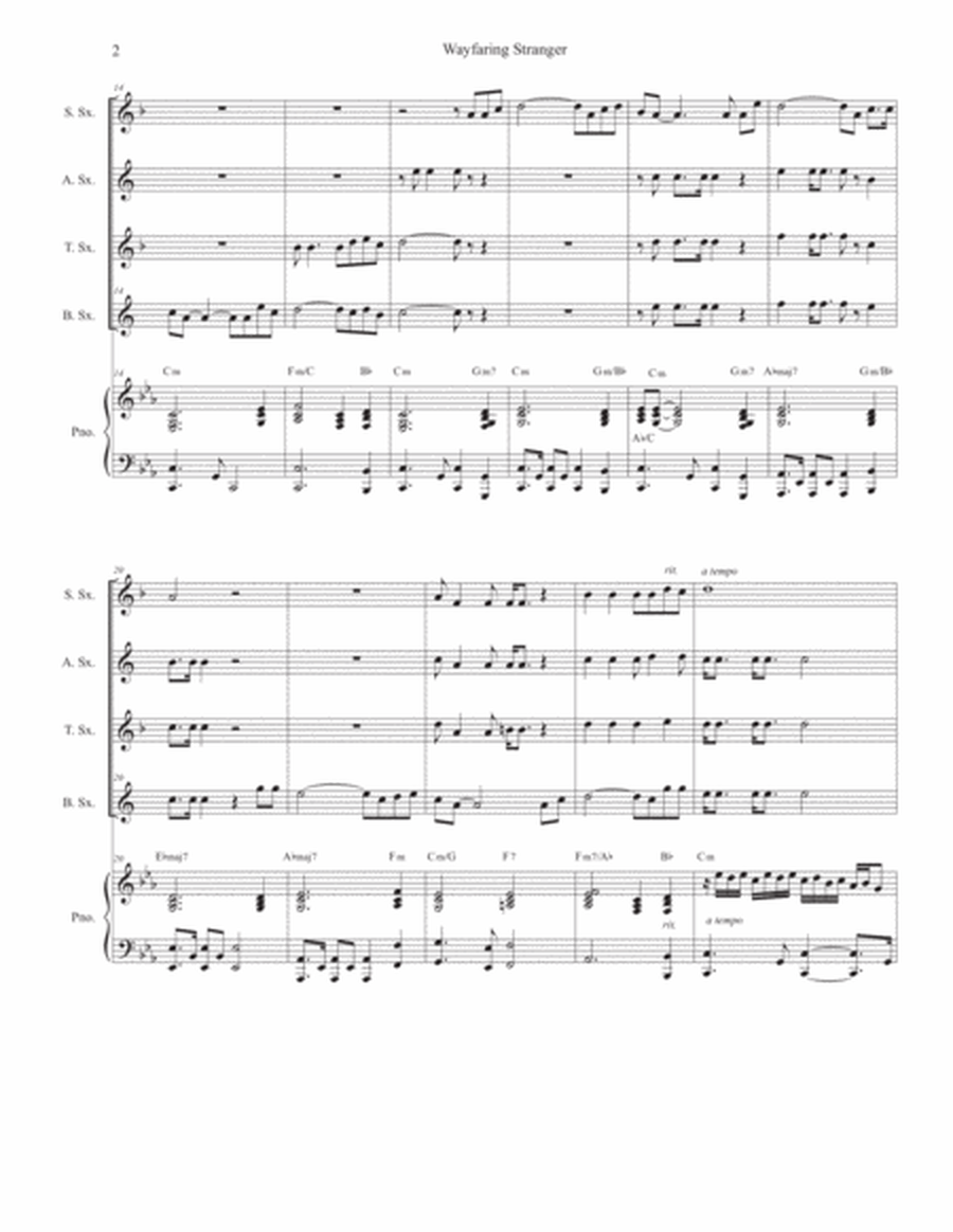 Wayfaring Stranger (Saxophone Quartet and Piano) image number null