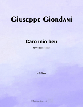 Book cover for Caro mio ben, by Giordani, in G Major