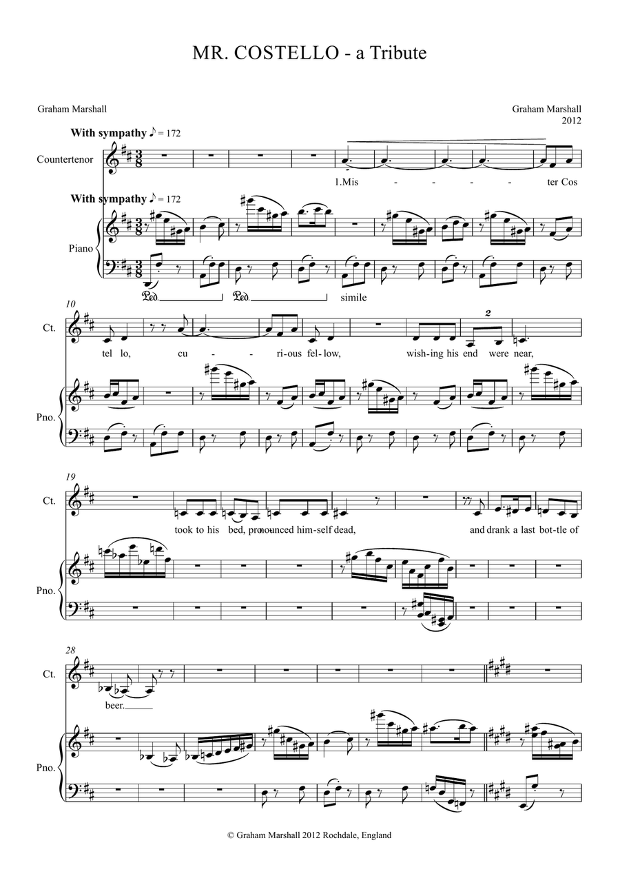 Mister Costello - a Tribute - for alto and piano Alto Voice scores gallery preview page 1