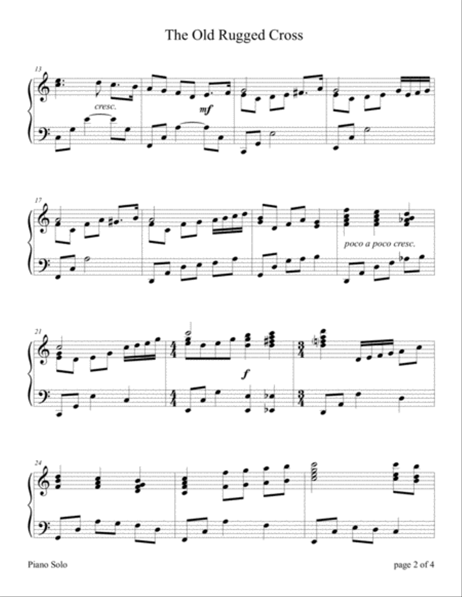 The Old Rugged Cross Piano Solo scores gallery preview page 2