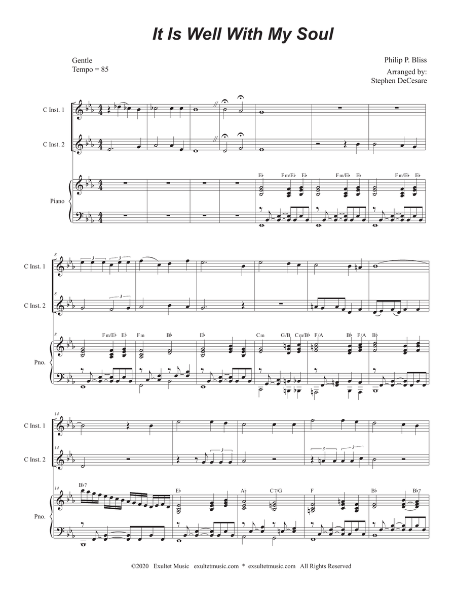 It Is Well With My Soul (Duet for C-Instruments) Piano scores gallery preview page 1