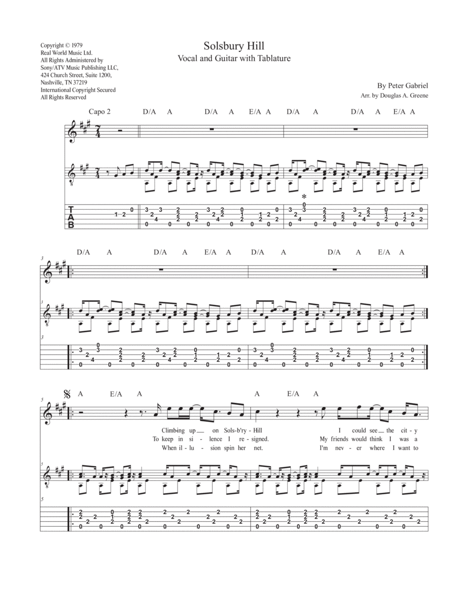 Solsbury Hill Guitar scores gallery preview page 1