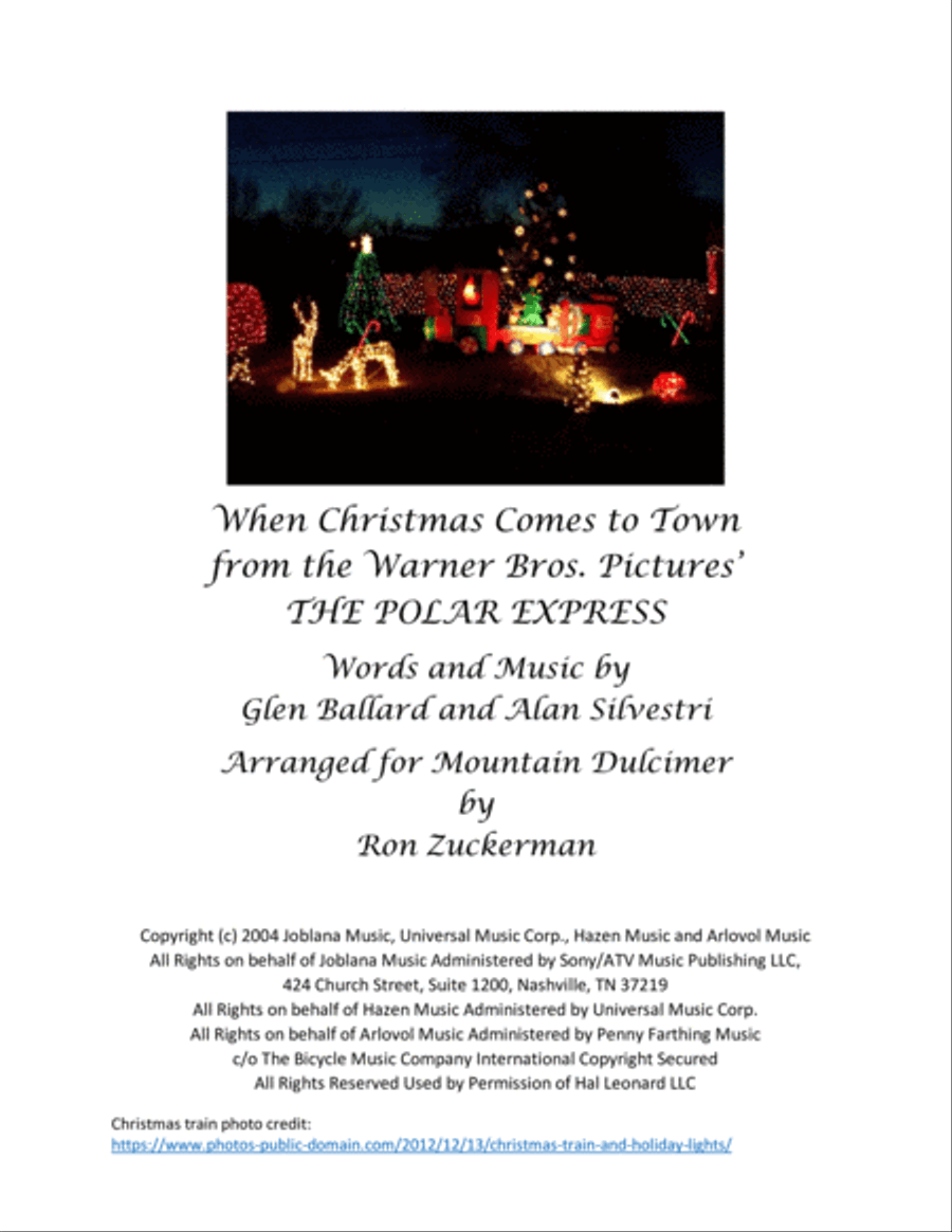 When Christmas Comes To Town Dulcimer scores gallery preview page 1