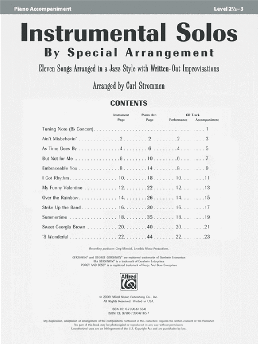 Instrumental Solos by Special Arrangement (11 Songs Arranged in Jazz Styles with Written-Out Improvisations) Piano scores gallery preview page 2