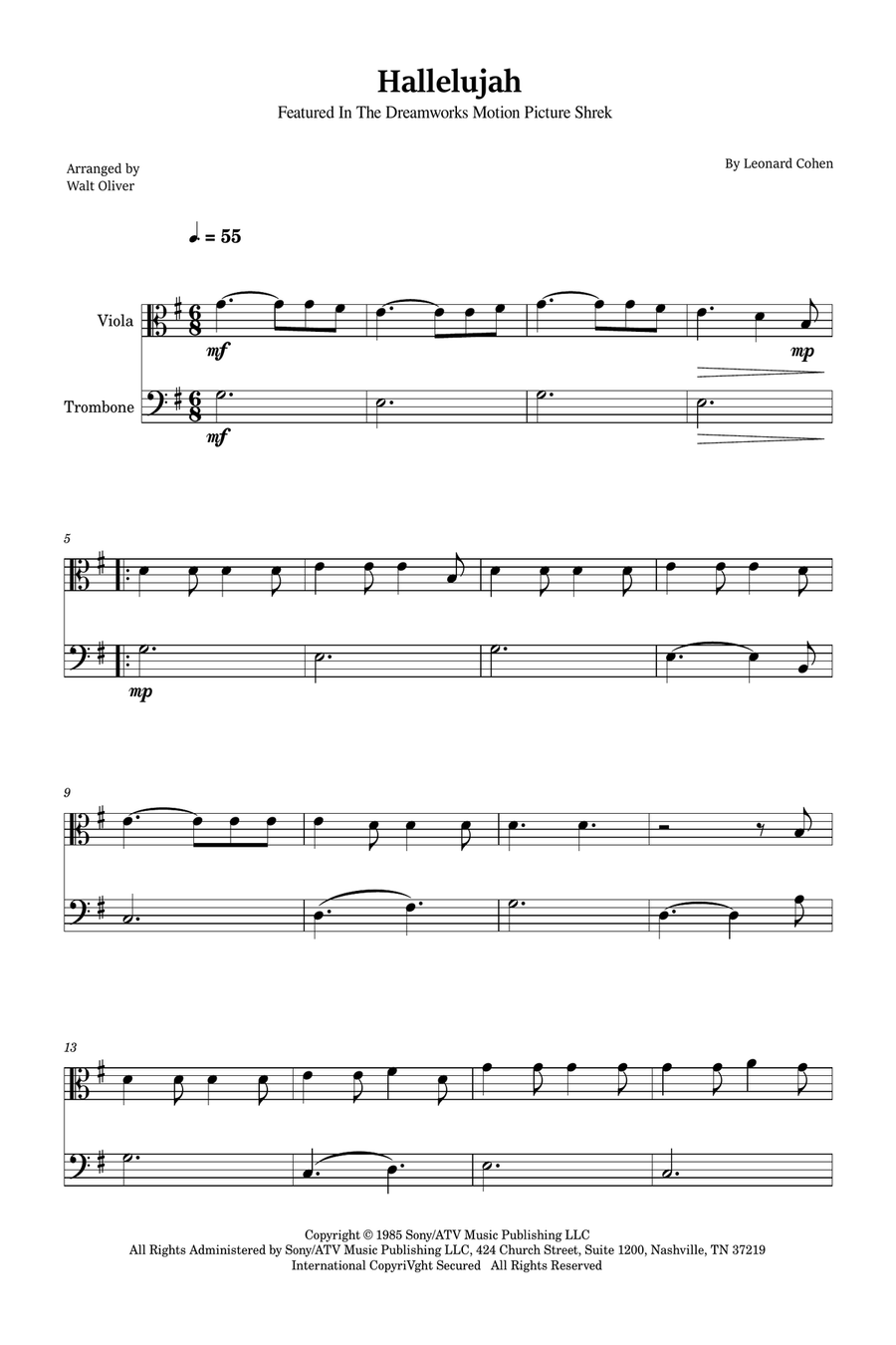 Hallelujah Trombone scores gallery preview page 1