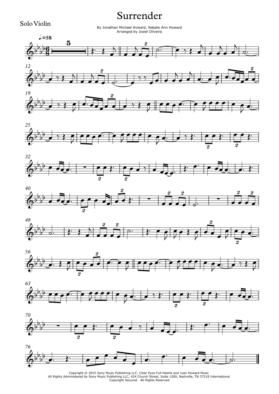 Surrender Violin Solo scores gallery preview page 1