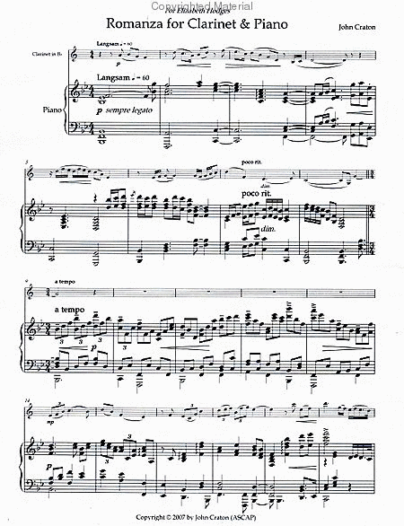 Romanza for Clarinet and Piano