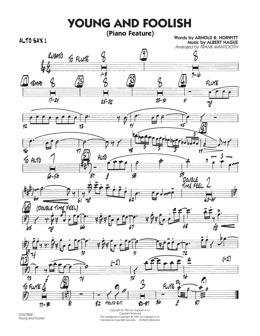 Young And Foolish - Alto Sax 1 Jazz Ensemble scores gallery preview page 1