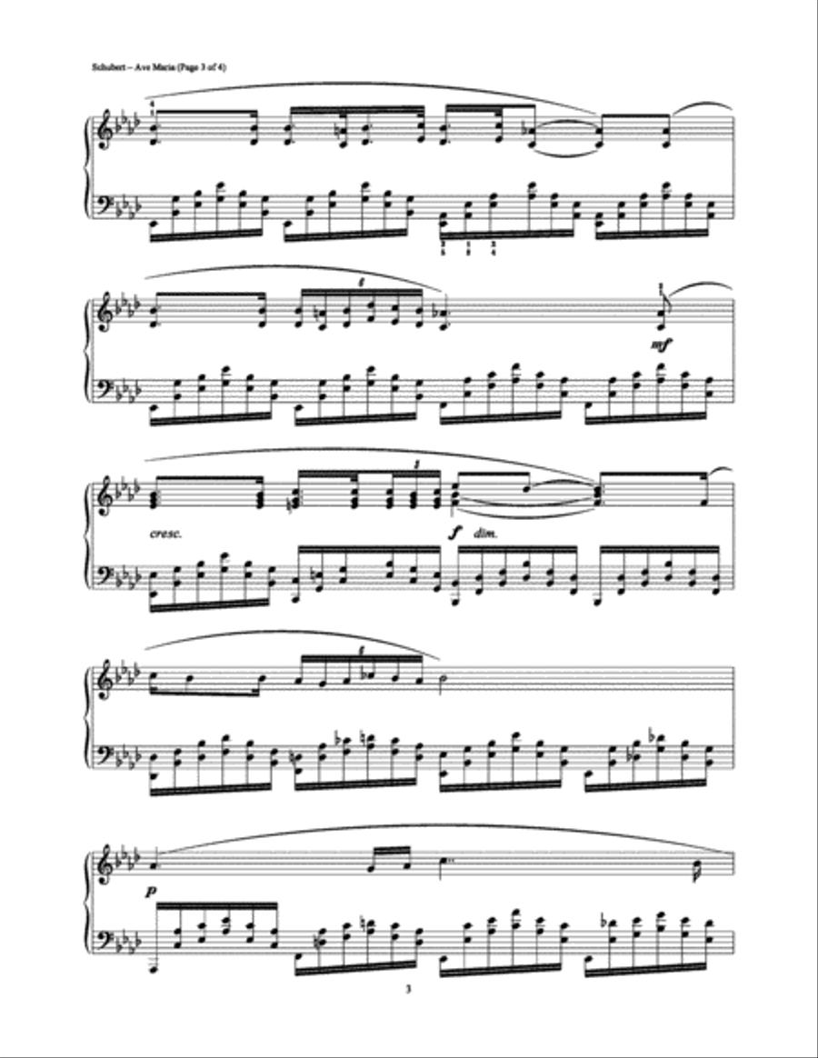 Ave Maria (Schubert) Piano Solo scores gallery preview page 3