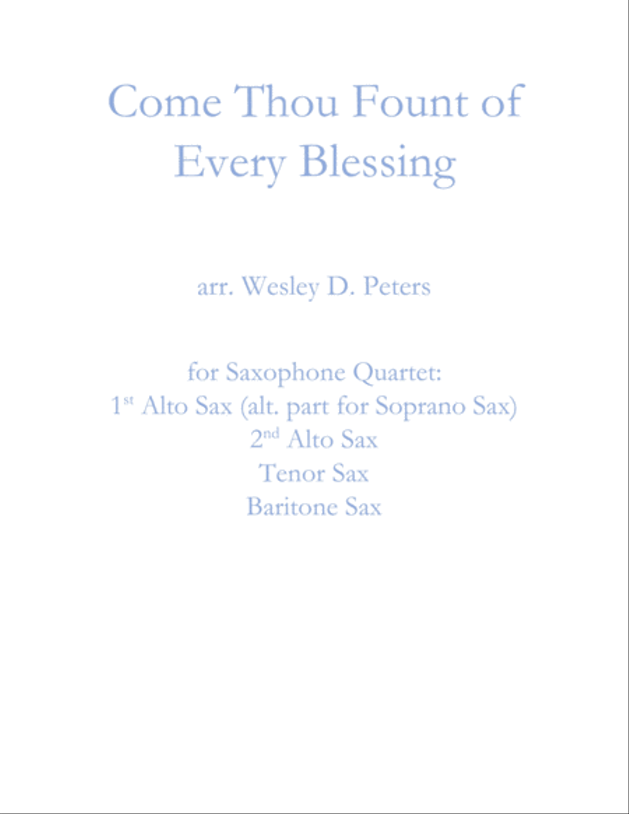 Come Thou Fount of Every Blessing (Sax Quartet) Saxophone Quartet scores gallery preview page 1