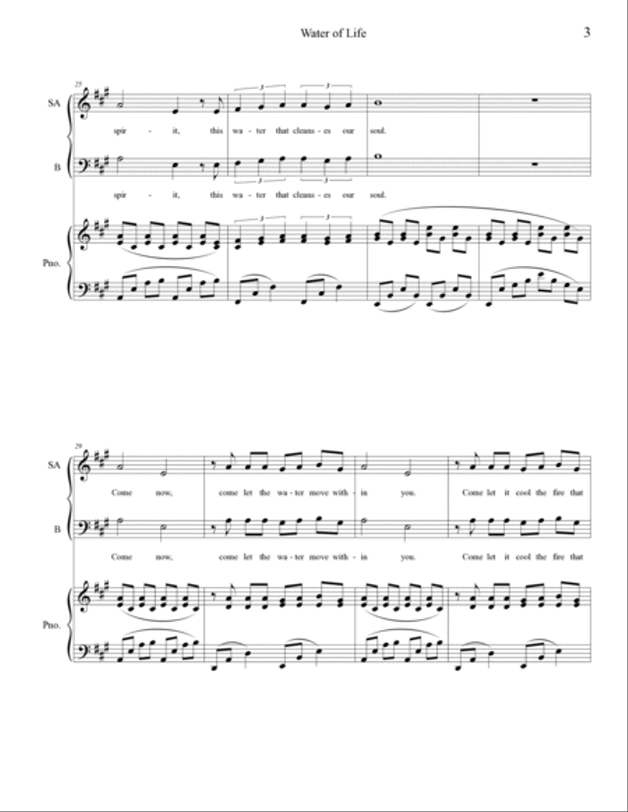 Water of Life (SAB) 3-Part scores gallery preview page 4