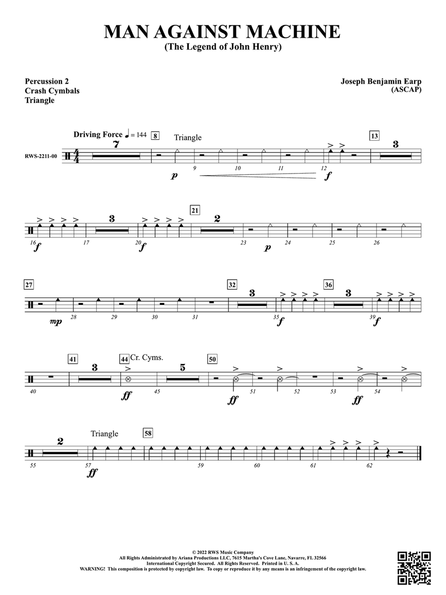 Man Against Machine - The Legend of John Henry: 2nd Percussion Percussion scores gallery preview page 1