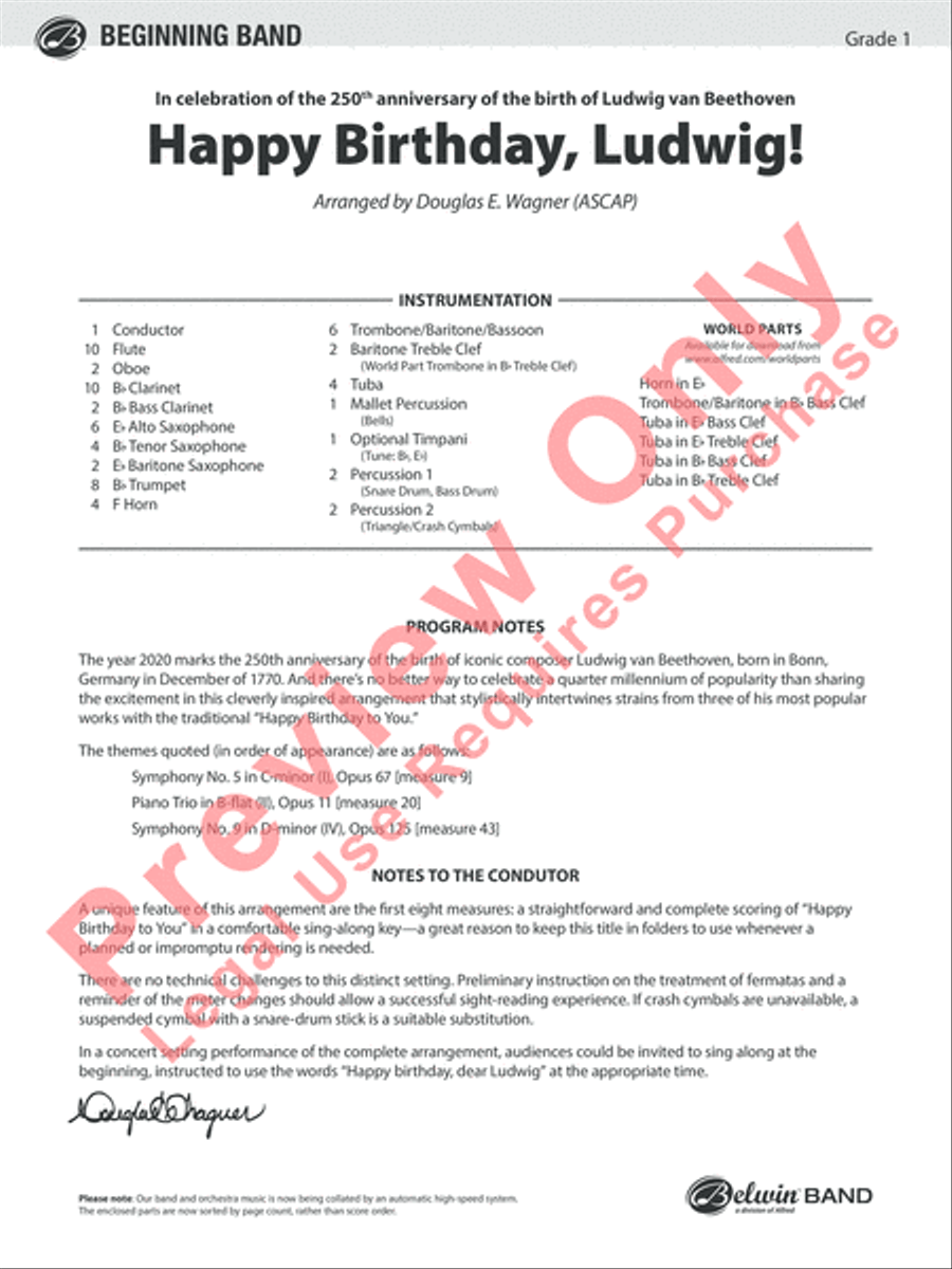 Happy Birthday, Ludwig Concert Band scores gallery preview page 2