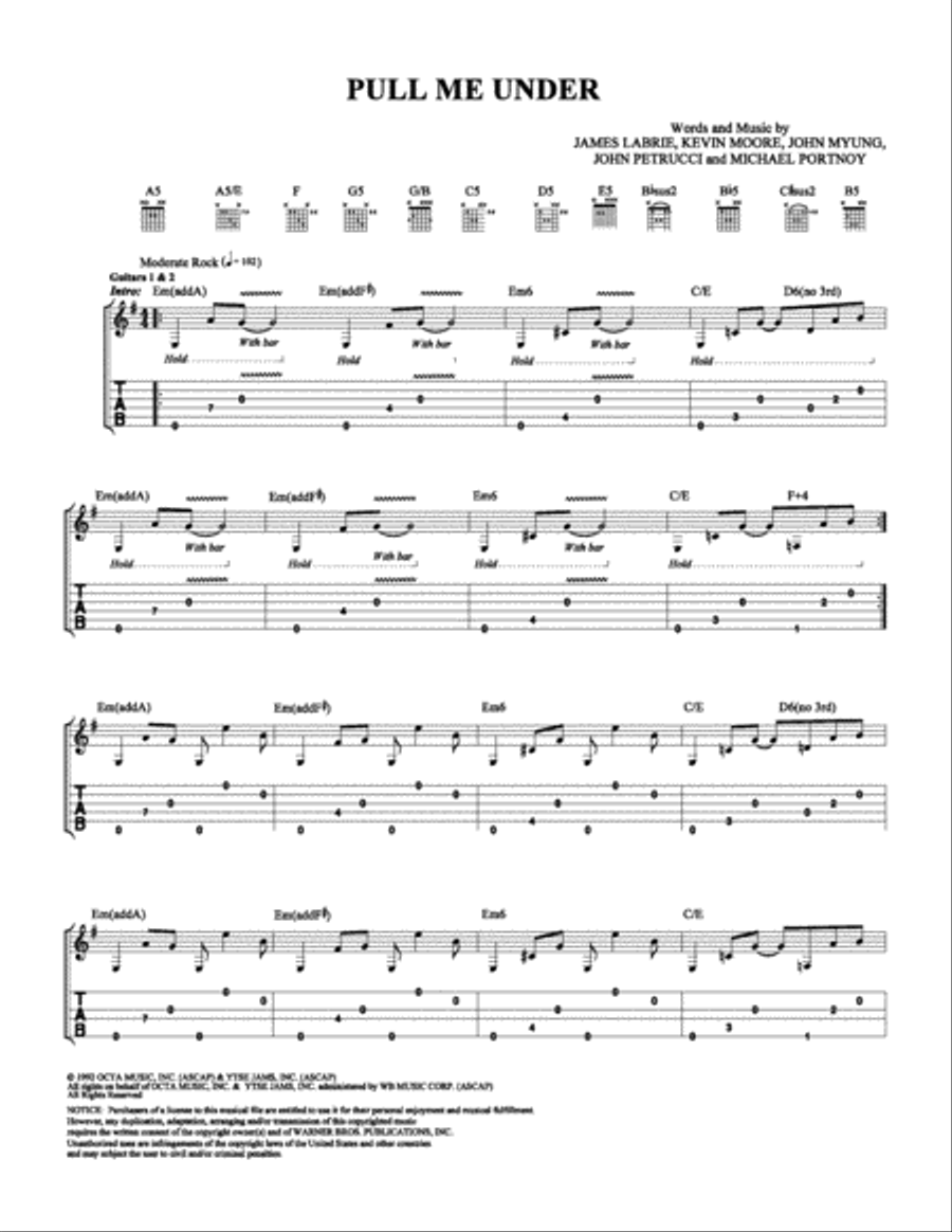 Pull Me Under Electric Guitar scores gallery preview page 1