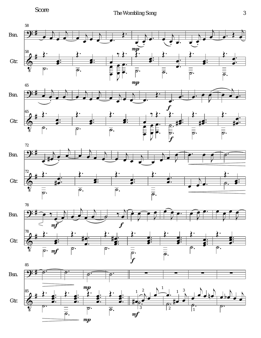 The Wombling Song Bassoon scores gallery preview page 3