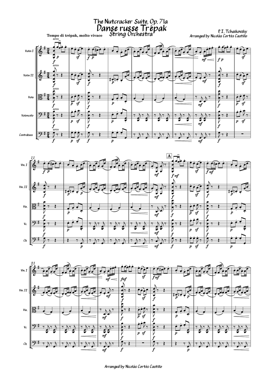Tchaikovsky - Russian Dance, Trepak (The Nutcracker) for String orchestra String Orchestra scores gallery preview page 2