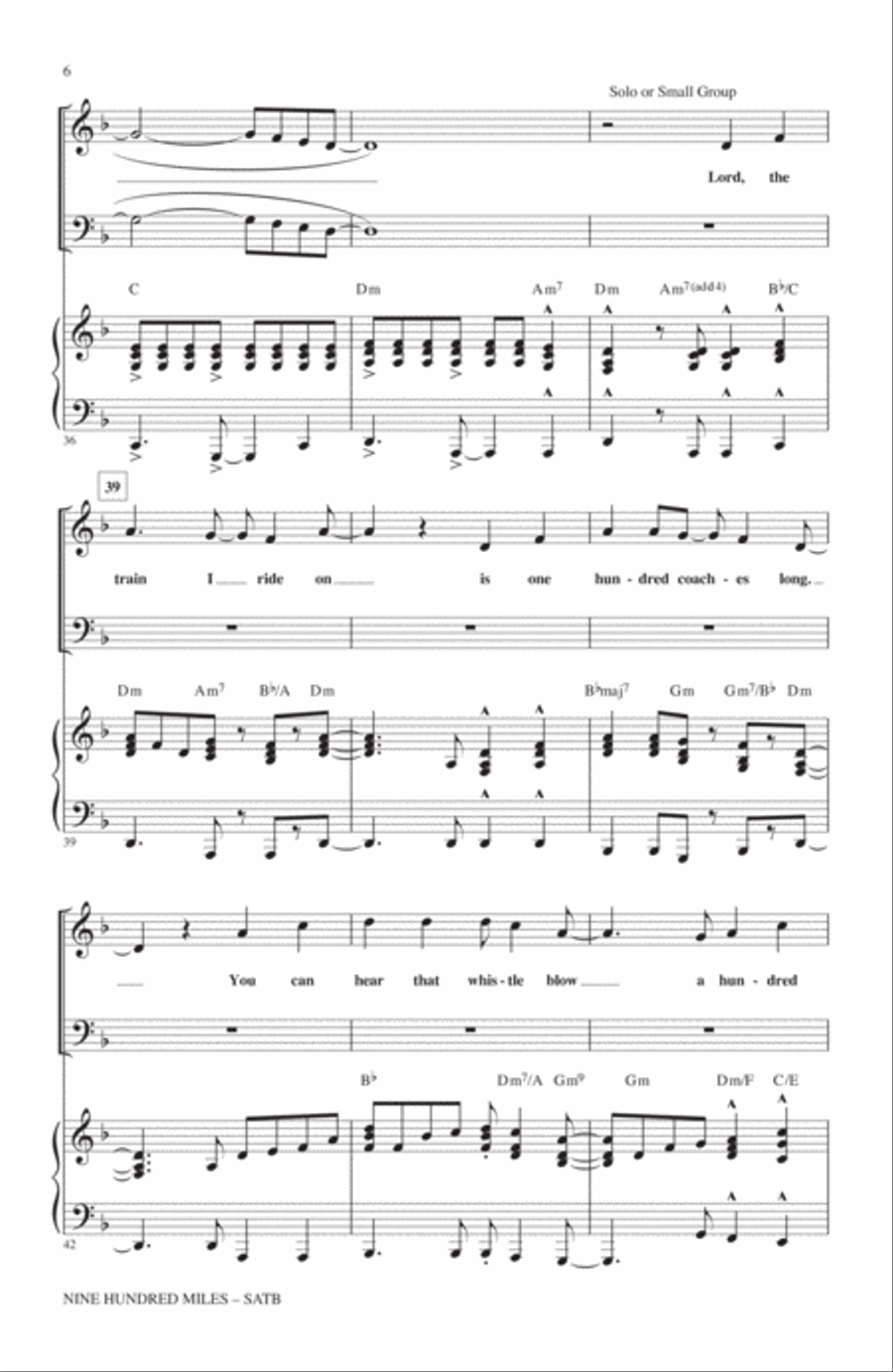 Nine Hundred Miles Nine Hundred Miles 4-Part scores gallery preview page 5
