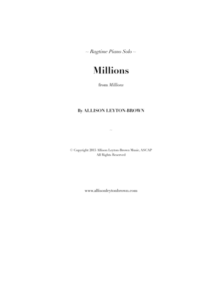 Millions - a Ragtime Piano Solo - by Allison Leyton-Brown image number null